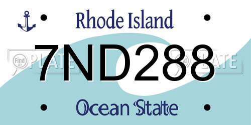 7ND288 Rhode Island License Plate
