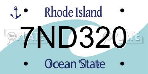 7ND320 Rhode Island License Plate