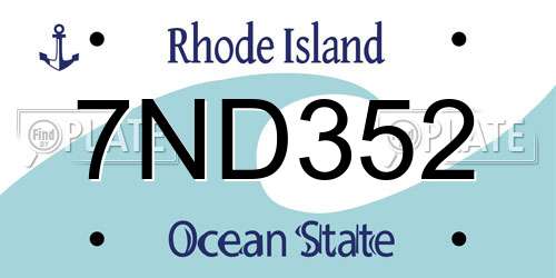 7ND352 Rhode Island License Plate