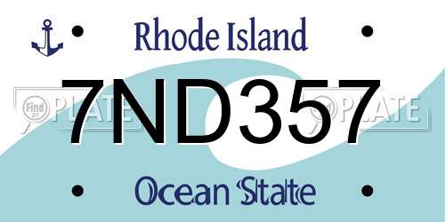 7ND357 Rhode Island License Plate