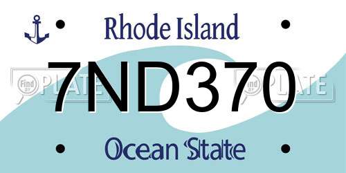 7ND370 Rhode Island License Plate