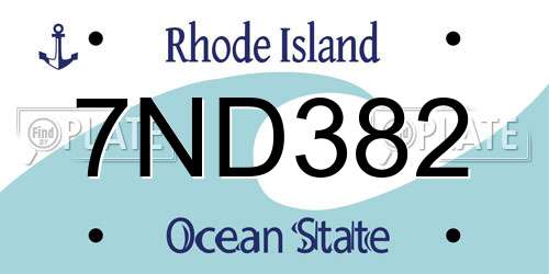 7ND382 Rhode Island License Plate