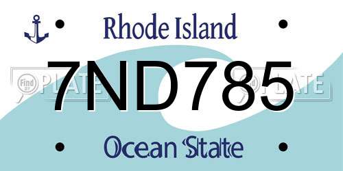 7ND785 Rhode Island License Plate