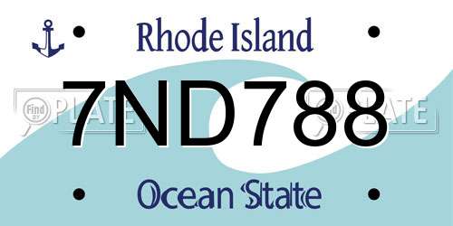7ND788 Rhode Island License Plate