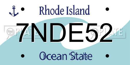 7NDE52 Rhode Island License Plate