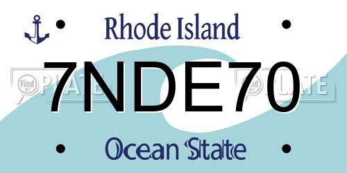 7NDE70 Rhode Island License Plate