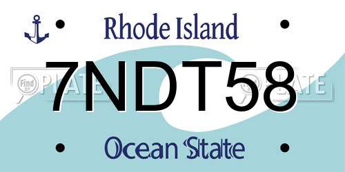 7NDT58 Rhode Island License Plate