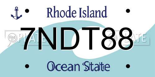 7NDT88 Rhode Island License Plate