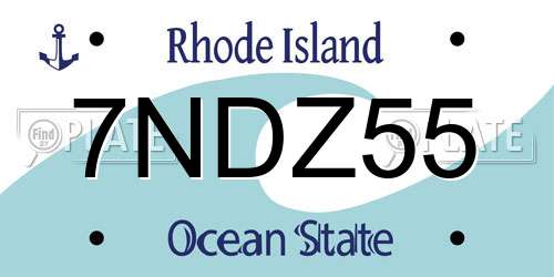 7NDZ55 Rhode Island License Plate