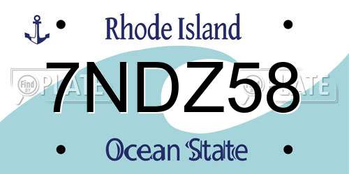 7NDZ58 Rhode Island License Plate
