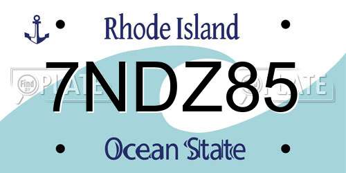 7NDZ85 Rhode Island License Plate