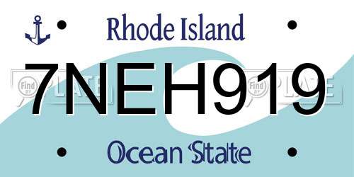 7NEH919 Rhode Island License Plate
