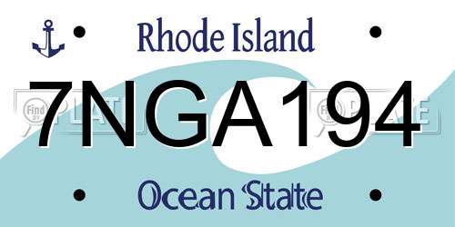 7NGA194 Rhode Island License Plate