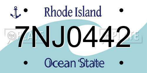 7NJ0442 Rhode Island License Plate