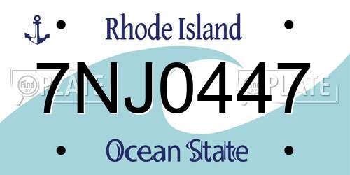7NJ0447 Rhode Island License Plate