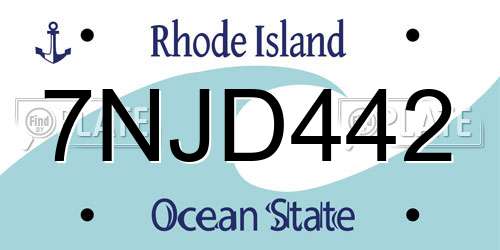 7NJD442 Rhode Island License Plate