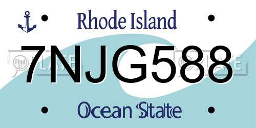 7NJG588 Rhode Island License Plate