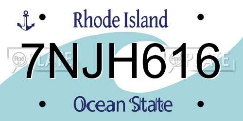 7NJH616 Rhode Island License Plate