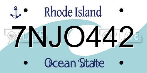 7NJO442 Rhode Island License Plate