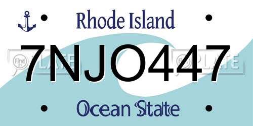 7NJO447 Rhode Island License Plate