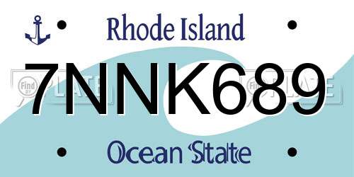 7NNK689 Rhode Island License Plate