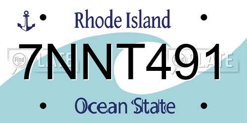 7NNT491 Rhode Island License Plate