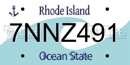 7NNZ491 Rhode Island License Plate