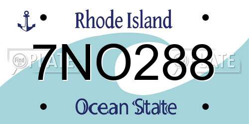 7NO288 Rhode Island License Plate
