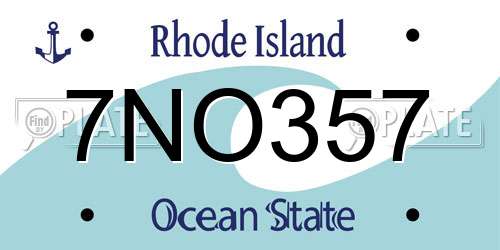 7NO357 Rhode Island License Plate