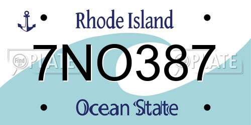 7NO387 Rhode Island License Plate