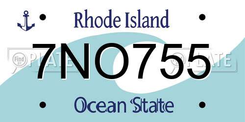 7NO755 Rhode Island License Plate