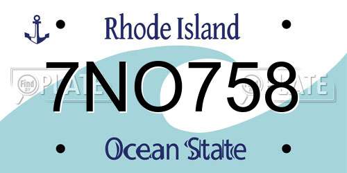 7NO758 Rhode Island License Plate