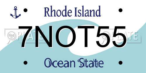 7NOT55 Rhode Island License Plate