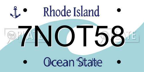 7NOT58 Rhode Island License Plate