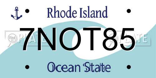 7NOT85 Rhode Island License Plate