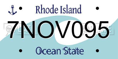7NOV095 Rhode Island License Plate