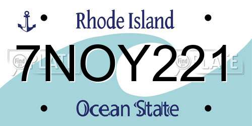 7NOY221 Rhode Island License Plate