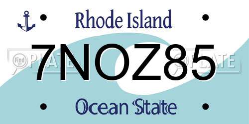 7NOZ85 Rhode Island License Plate