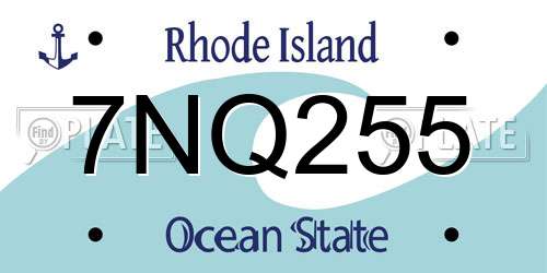 7NQ255 Rhode Island License Plate