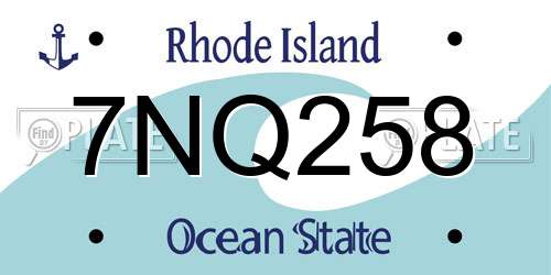 7NQ258 Rhode Island License Plate