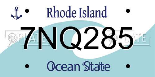7NQ285 Rhode Island License Plate