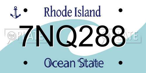 7NQ288 Rhode Island License Plate