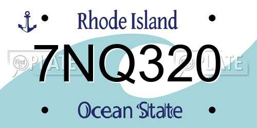 7NQ320 Rhode Island License Plate