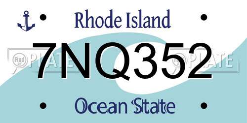 7NQ352 Rhode Island License Plate