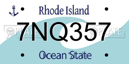 7NQ357 Rhode Island License Plate