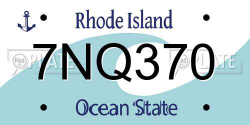 7NQ370 Rhode Island License Plate