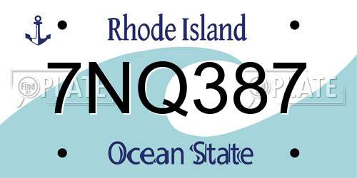 7NQ387 Rhode Island License Plate