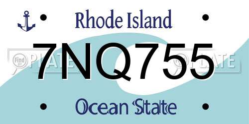 7NQ755 Rhode Island License Plate