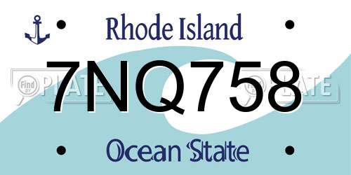7NQ758 Rhode Island License Plate