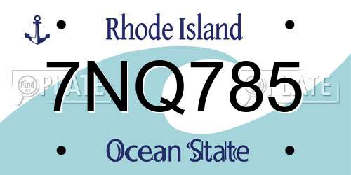 7NQ785 Rhode Island License Plate